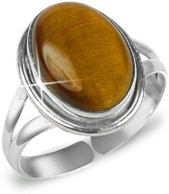 Gemzonite Tiger's Eye ring original tigers eye stone lab certified Stone Silver Plated Ring