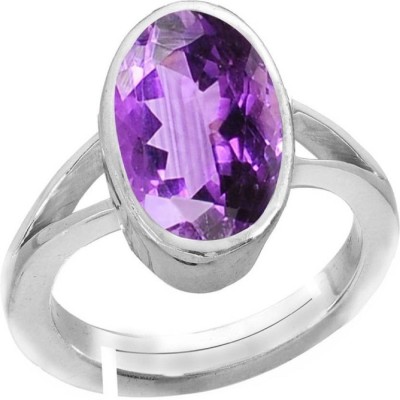 SMJ Amethyst Katela 7.5cts or 8.25ratti Metal Amethyst Silver Plated Ring