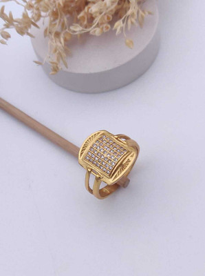 Mahi creations Gold Plated Diamond Wedding,Partywear ring-40 Brass Diamond Gold Plated Ring