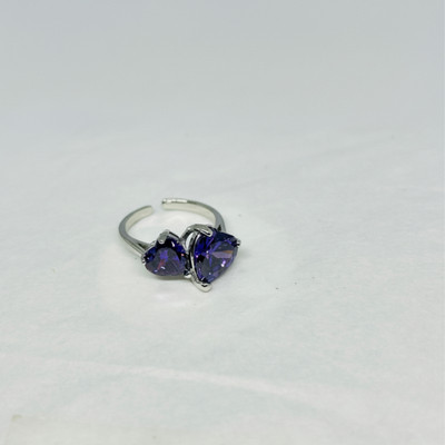 nillore Sterling Silver Dual Trillion Cut Sapphire Blue Open Cuff Ring Metal Zircon Sterling Silver Plated Ring