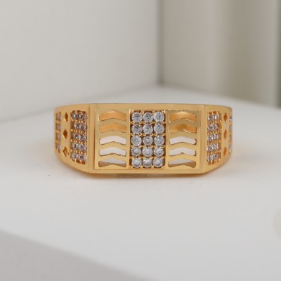 mahi creation Brass Diamond Gold Plated Ring