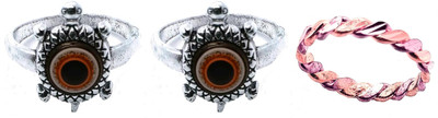 Dynamic Retail Global Set of 3 Rings for Men & Women, Red-Gold Alloy Ring