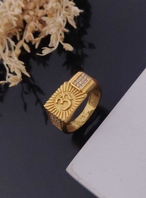 GORASH CREATION Gold Plated Diamond Wedding,Partywear ring-122 Brass Diamond Gold Plated Ring