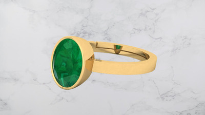 VishvMa 10.25 Ratti Green Emerald Panna Ring Panchdhatu With Lab Certified Adjustable Stone, Brass Emerald Ring