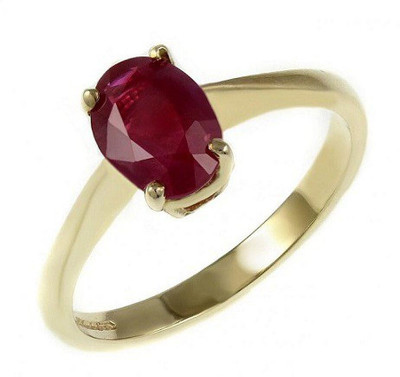 Gemzonite Natural Ruby Stone Ring Lab Certified Adjustable Ring Copper Ruby Gold Plated Ring
