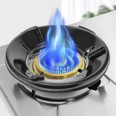 Papezon Gas Saver Burner Stand Ring Fire & Windproof Energy Saving, Gas Chula Support 25 kg Roaster(Black, Silver)