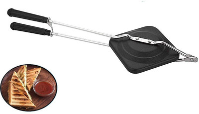 HM EVOTEK Non Stick Sandwich Toaster for Gas Stove with Stainless Steel Grip Handle Toast(Black)