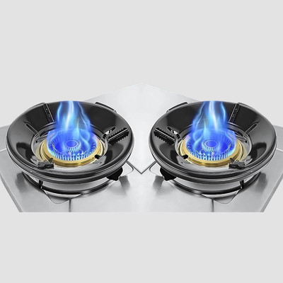BHAVRUTT Black Gas Saver Burner Stands Fire & Windproof, Energy-Efficient 0.7mm Iron Manual Gas Stove(2 Burners)
