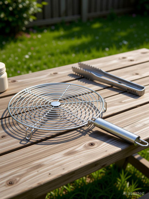 KR Five Products Stainless Steel Roaster, Papad Jali, Barbeque Grill 13 inch 2 kg Roaster(Steel)