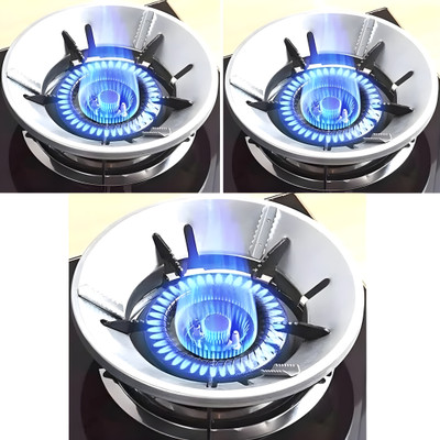 FUELBYTE 3Pcs Gas Stove Saver Burner Jali Cover Stand Windproof Energy Saving For Gas 20 kg Roaster(Silver)