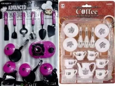 3dseekers Indian Cooking Pretend Plastic Kitchen Play Set with Coffee Set