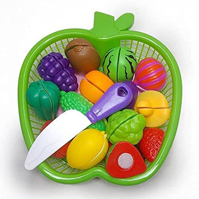 GKNEX Kids Pretend Play Fruit & Veggie Cutting Set with Basket Educational Toy