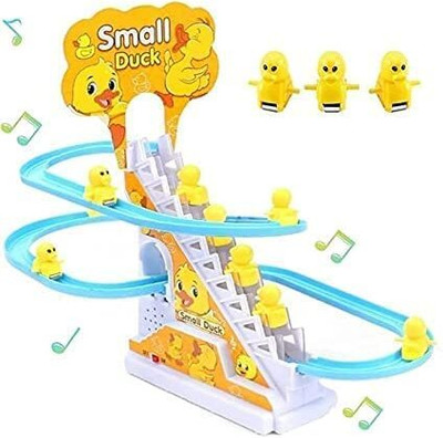 ZUNBELLA Little Lovely Duck Slide Toy Escalator Toy with Lights and Music(Yellow)