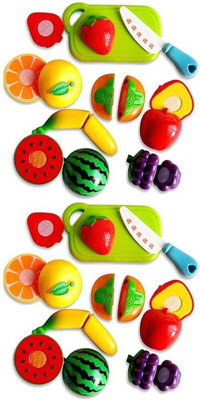 Fratelli Giggles Realistic Sliceable 8 Pic Fruits 1 Knife and Cutting Try Play Toy Set,