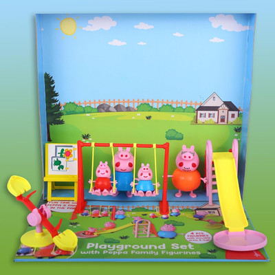 Pepstter Pig Family Playground Set with Figures, Slide, Swing, See-Saw – for Kids
