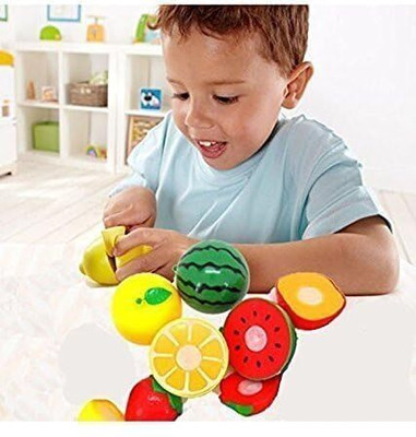 BHVMEY Colorful Fruit & Vegetable Cutting Play Set with Toy Knife and Board for Kids