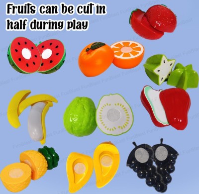 Jayaansh Traders Cutting Fruit Set Role Play Toy Set For Kids 12 Pcs..