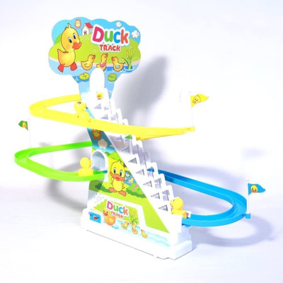 MANAKI ENTERPRISE 3 Duck Slide Toy Set,Funny Automatic Stair-Climbing Ducklings Cartoon Race Track