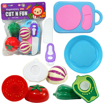 BABRO Realistic Cutting Vegetable Toy with Chopping Board & Knife
