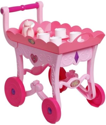 Amaflip Tea Trolley 32 Pcs Set Tea Cart for Kids Princess Serving Trolley Set for Kids