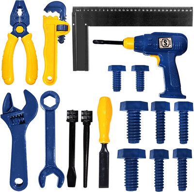 ZUNBELLA Plastic Engineer Workshop Tool Kit ,DIY Tool Set Play Toys for Kids(18pcs)