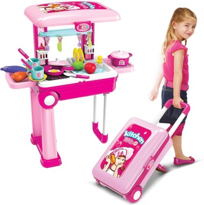 Craveon Little Chef 2-in-1 Kitchen Play Set Trolley Set For Kids