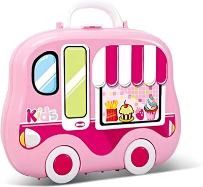 MONTREL Play Cooking Kitchen Set for Girls with 23 Pcs, Kitchen Suitcase Set On Wheels
