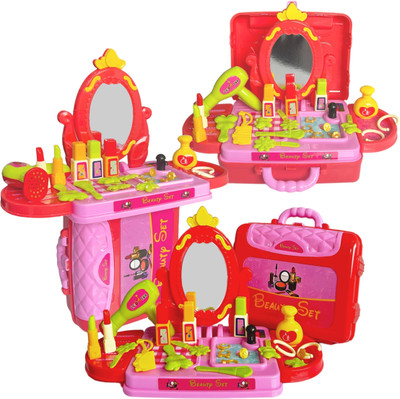 CraftGuru 3 in 1 Beauty Set for Kids Girls Educational Make Up Suitcase Kit Beauty Set