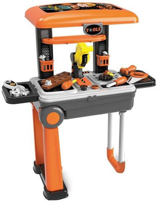 Tiny Tales 2 in 1 Portable Pretend Play Tool Set Kit Toys for Kids, Tools Set with Trolley