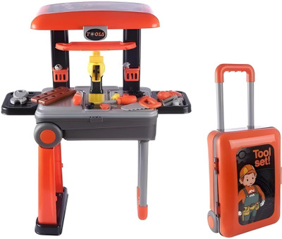 TodFod Tool Set Trolley Toy for Kids – 2-in-1 Portable Pretend Play Construction Kit
