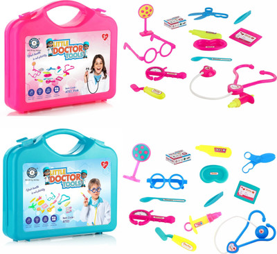 Aditi Toys Doctor Playset Pretend Play Doctor Set Foldable Suitcase for Kids (Blue/Pink)