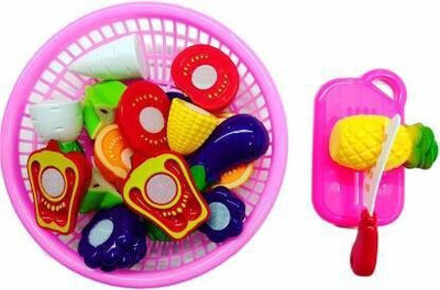 Dherik Tradworld Sliceable Cut Fruits and Vegetable with Basket -Plastic, Multi Color.