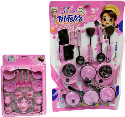 adfield one 2 in 1 Master Chef Cooking Play Set & Coffee/Tea Party Set Combo for Kids