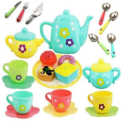 himanshu tex Tea Set with Basket Tea playset for Kid Girls Kitchen ToyS