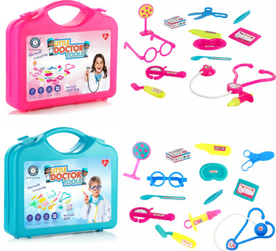 Aditi Toys Doctor Playset Pretend Play Doctor Set Foldable Suitcase for Kids (Blue/Pink)