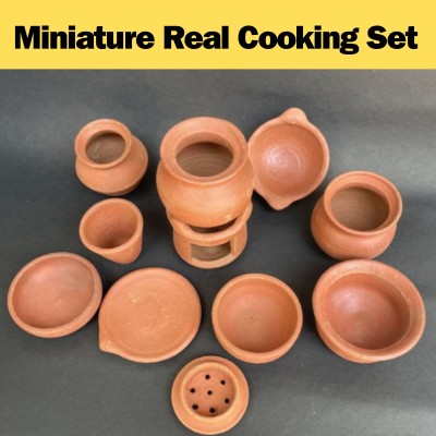 Cactus Terracotta/Clay Miniature kitchen / Real Cooking set (12 Pieces in A Set)