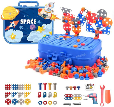 VikriDa Electric Drill Screw Tool Set|DIY 3D Mosaic Puzzle Toy 228pcs (Space)