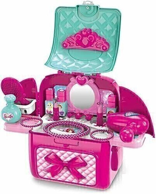 N2K2 Enterprise 2 in 1 Suitcase Shape Design Beauty Dresser Set Toys with Accessories Pretend Role Play Cosmetic and Make up Kit for Kids ,Girls