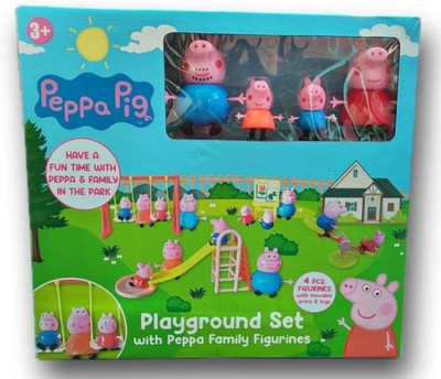 Kidoyz Pepp'a Pig's Family Playground Park Set with Pig Family Figures Armor Sets(Multicolor)
