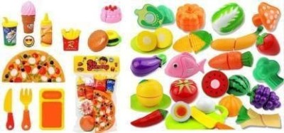 3 Jokers Food Kitchen Kids Plastic Vegetables And Fruits Cutting Pretend Play Toy