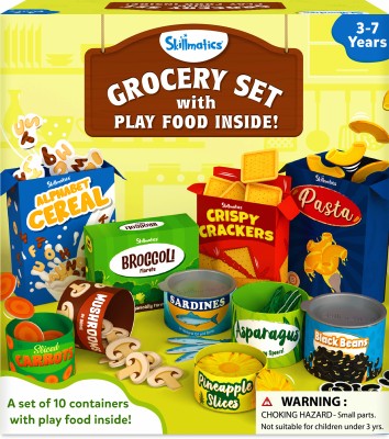 Skillmatics Grocery Set - 100+ Pieces, 10 Containers with Realistic Pretend Play Food Inside