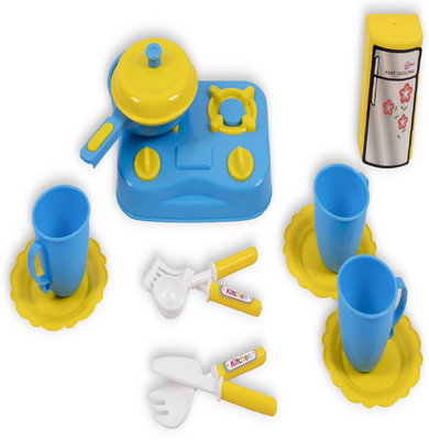 KTRS Kitchen Set Deluxe 14 Piece Colourful Pretend and Play Cooking Set