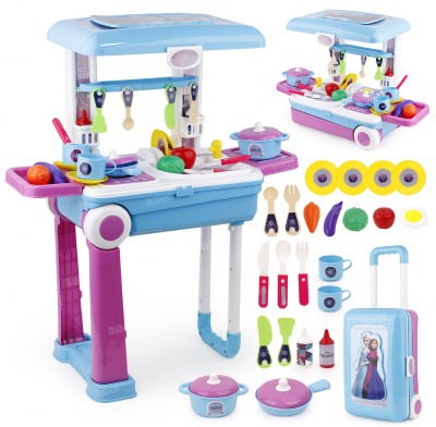 FIDDLERZ Kitchen Set for Kids Light & Sound Pretend Play Household Toy for Girls Age 3+