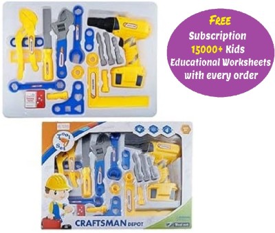 Kidsaholic Crafts Man Depot Tool Set Mechanical Toy Set for Kids Boys Ages 3+ yrs (19 pcs)