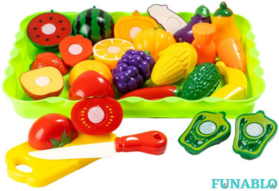 FUNABLO Chop-N-Play Fruit & Veggie Cutting Toy Set for Kids