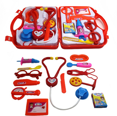 neoinsta shopping 13pc doctor set with stethoscope, injection and other tools (Orange)