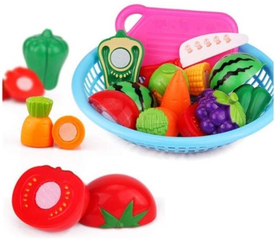 Fratelli Play Food 13pc Realistic Fruits & Vegetables with Basket toy for kids