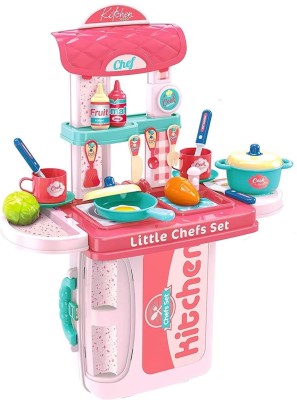 LEMONET Kitchen Play Set for Girl Pretend Role Play Food Toy with Cooking Items for Kids