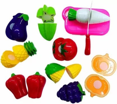 3 Jokers Realistic Sliceable 12 Pcs Fruits & Vegetable Cutting Play Toy Set for Kids