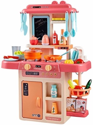 Hasper Tex 42 pcs Battery oprated Kitchen Set for Kids, Pretend Play Kitchen Toy Set for Kids | Kitchen Set for Kids Girls- Multi Color(pink kitchan set)